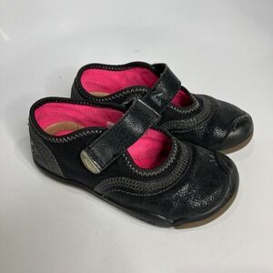 Plae Emme Mary Jane shoes black silver shimmer girls size 9 casual schoolgirl